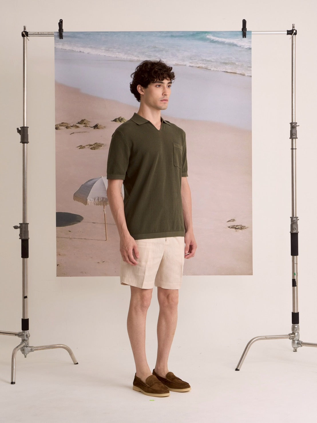 SUMMER AIR KNIT POLO - OLIVE