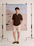 SUMMER AIR KNIT POLO - BROWN