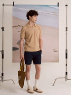COASTAL KNIT POLO - KHAKI