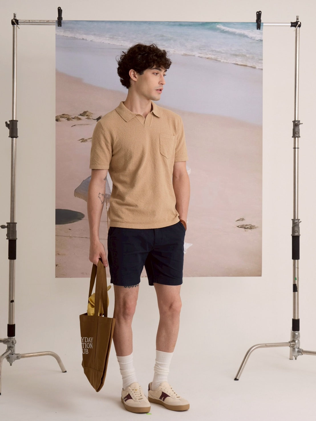 COASTAL KNIT POLO - KHAKI