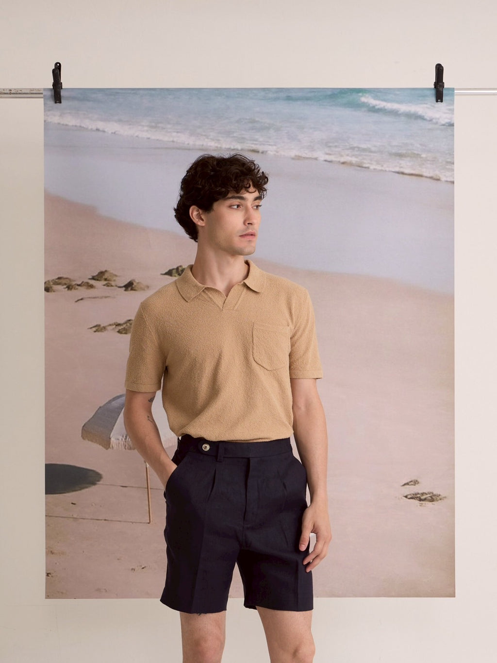 COASTAL KNIT POLO - KHAKI