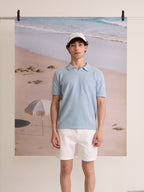 COASTAL KNIT POLO - SKY BLUE