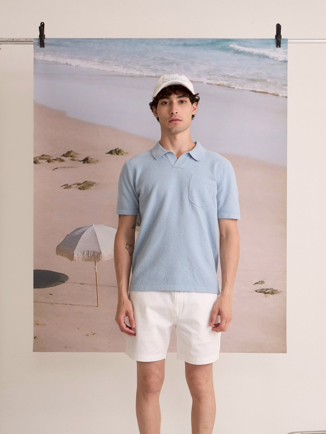 COASTAL KNIT POLO - SKY BLUE