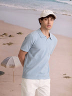 COASTAL KNIT POLO - SKY BLUE