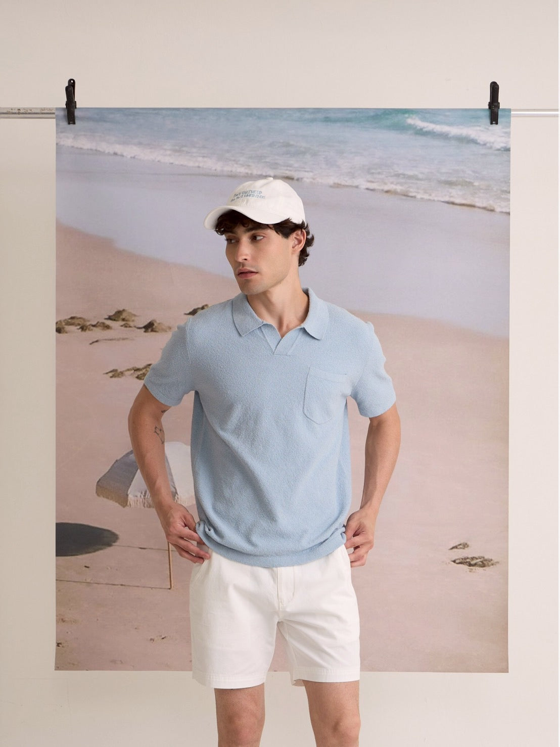 COASTAL KNIT POLO - SKY BLUE