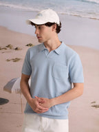 COASTAL KNIT POLO - SKY BLUE