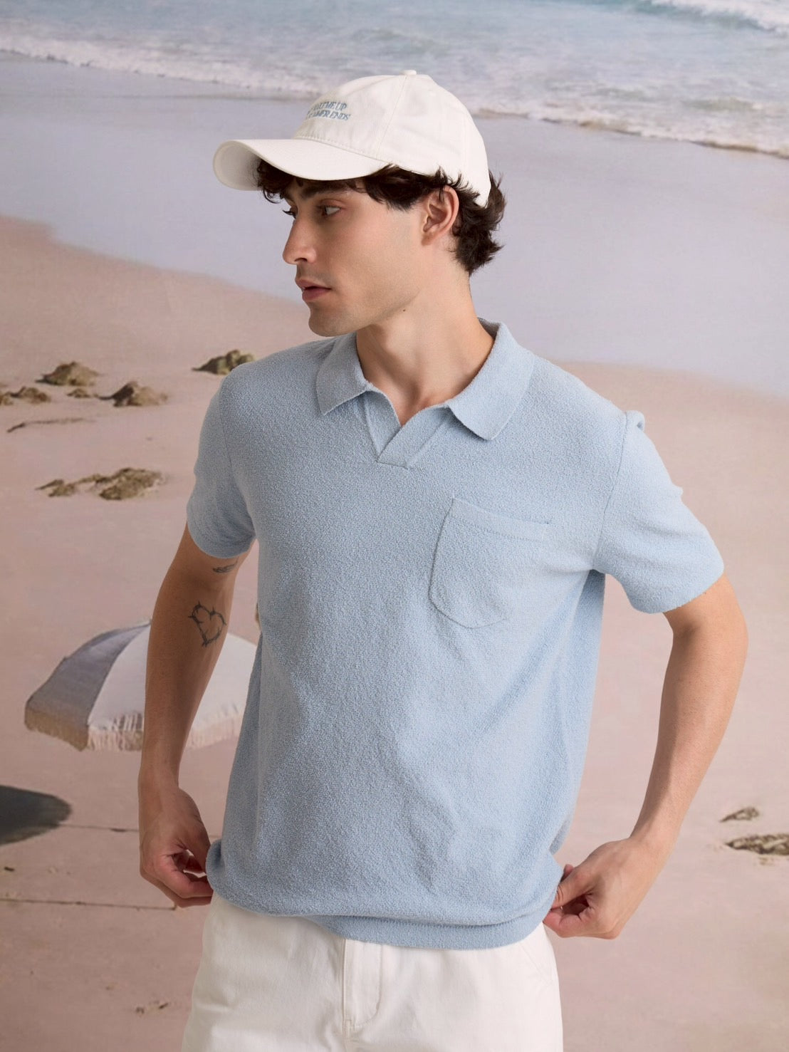 COASTAL KNIT POLO - SKY BLUE