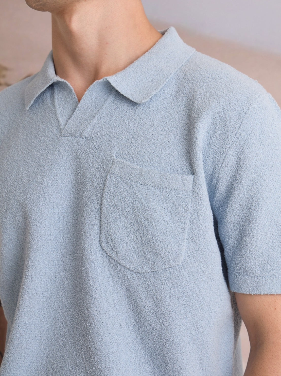 COASTAL KNIT POLO - SKY BLUE
