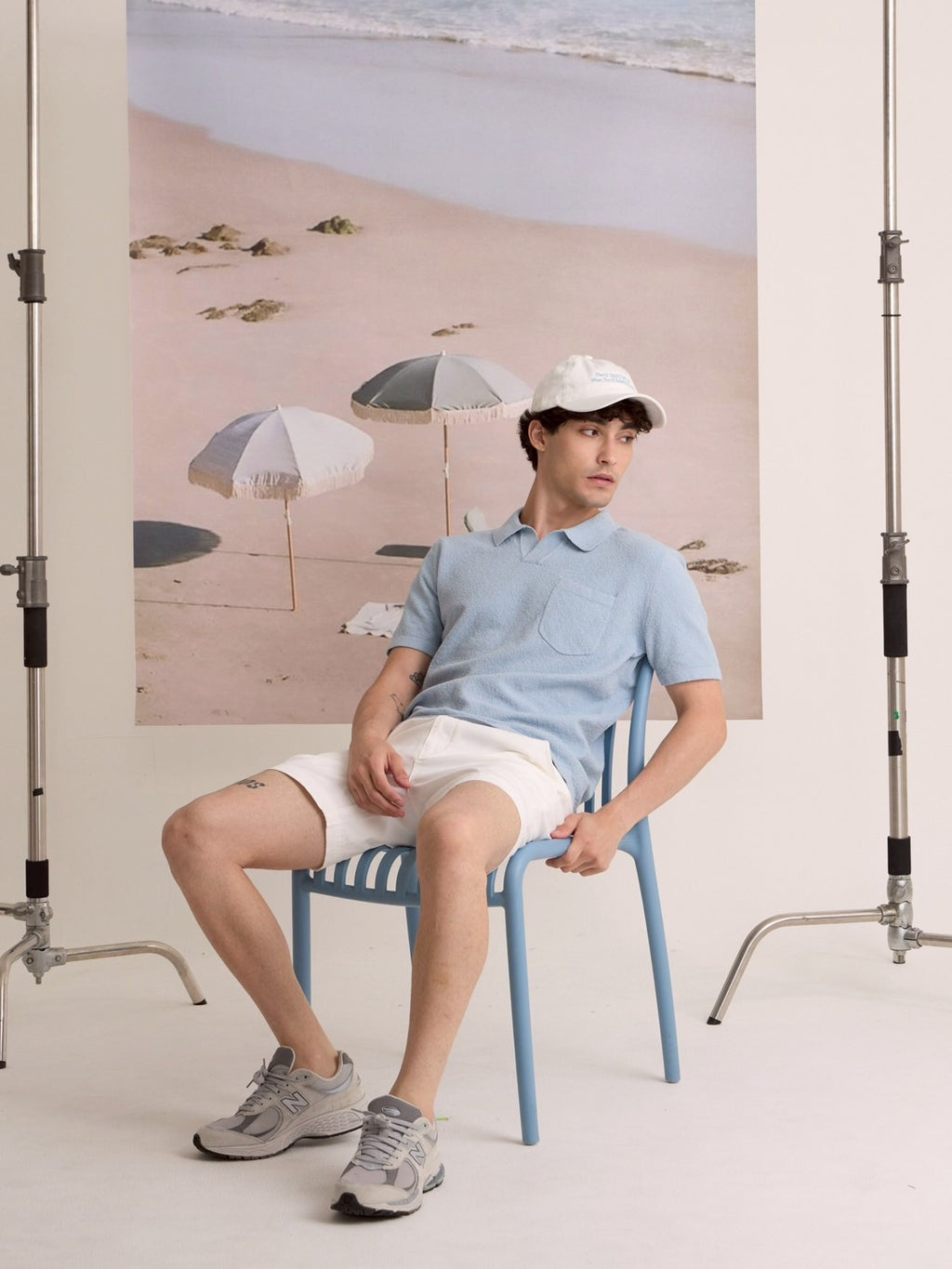 COASTAL KNIT POLO - SKY BLUE