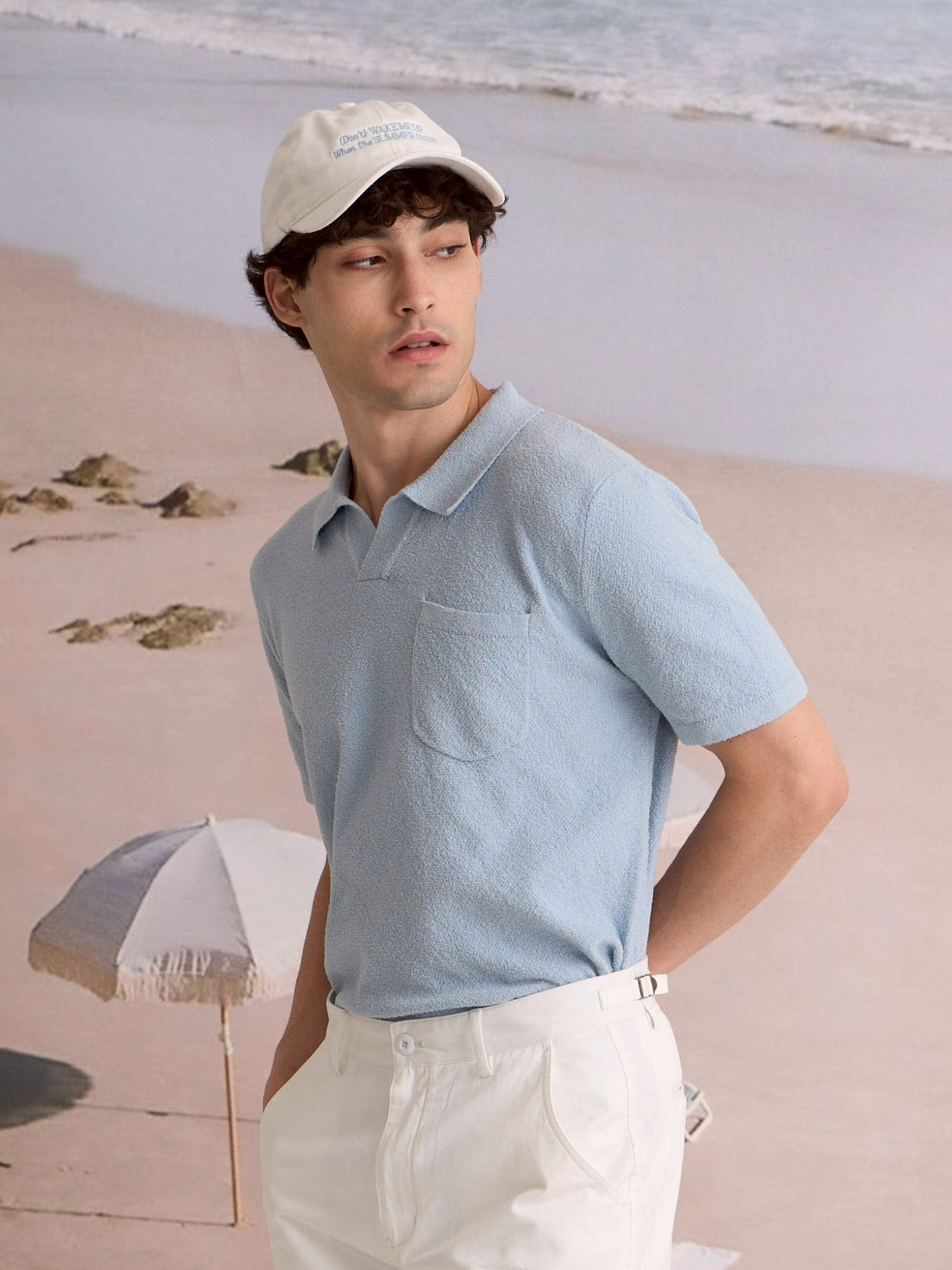 COASTAL KNIT POLO - SKY BLUE