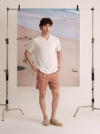 PLEATED LINEN SHORTS - SALMON