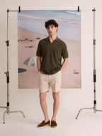 PLEATED LINEN SHORTS - BEIGE