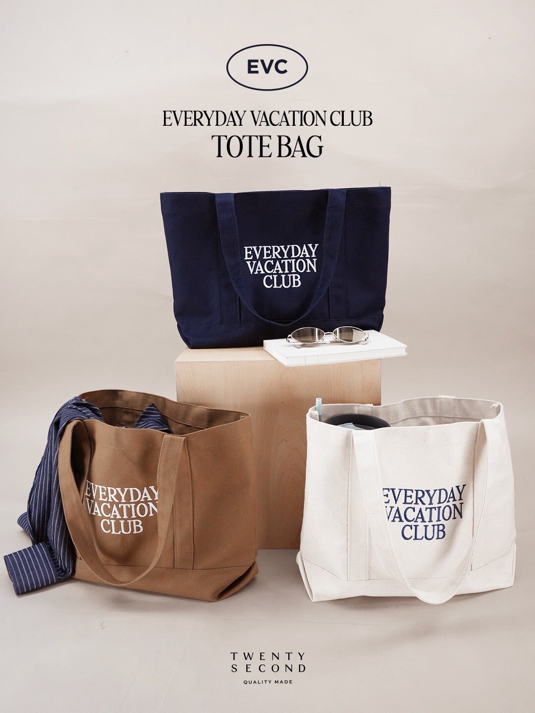 EVERYDAY VACATION CLUB TOTE BAG - KHAKI