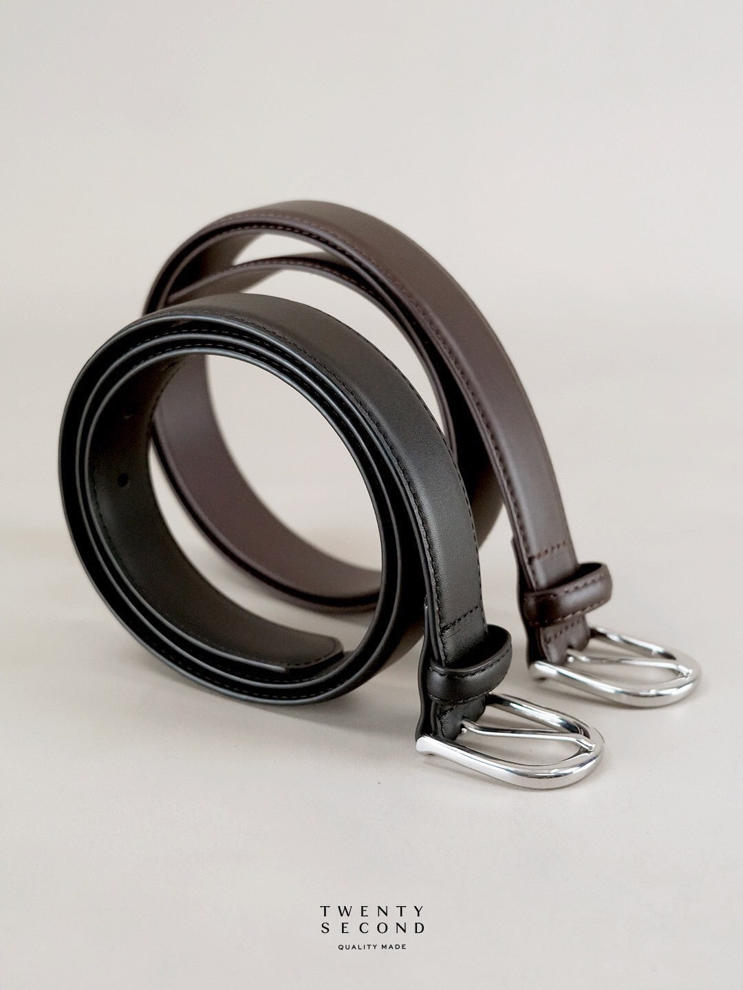 CLASSIC LEATHER BELT - DARK BROWN