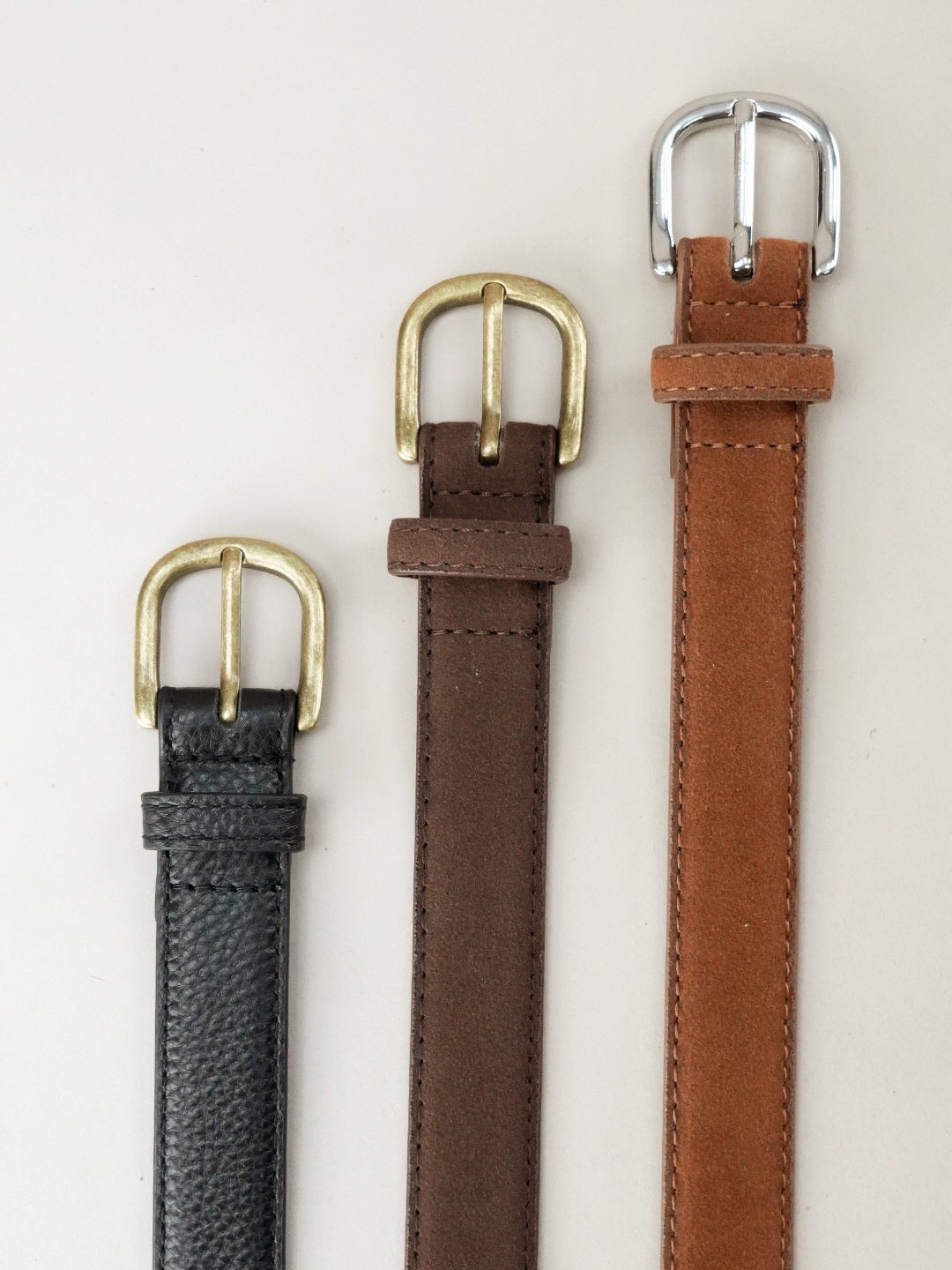 SLIM LEATHER BELT - BLACK