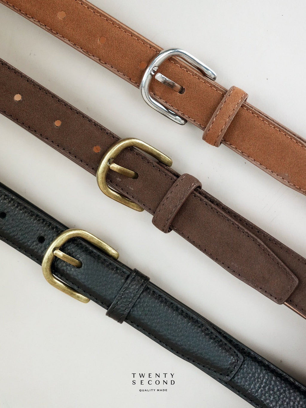 SLIM LEATHER BELT - BLACK