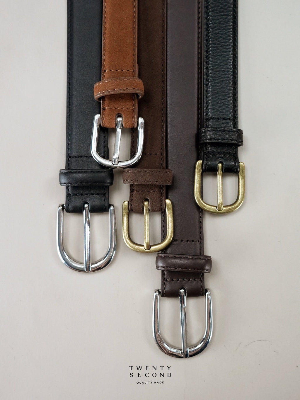 SLIM LEATHER BELT - BLACK