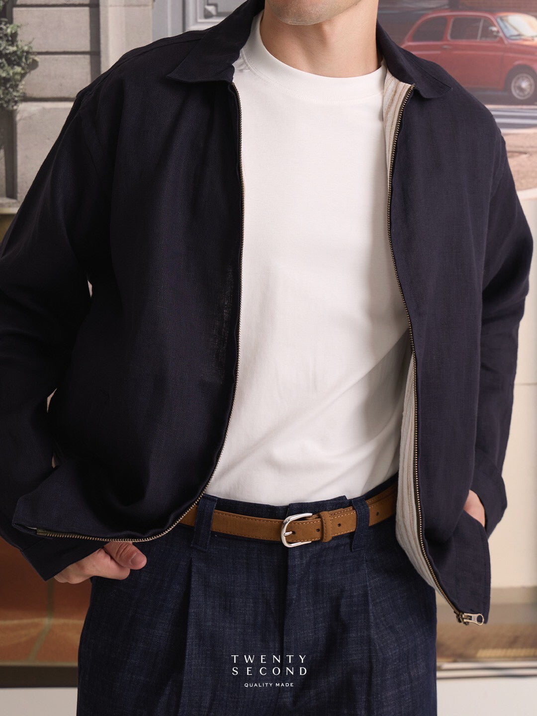 SLIM LEATHER BELT - SADDLE SUEDE