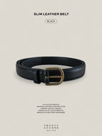 SLIM LEATHER BELT - BLACK