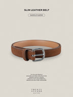 SLIM LEATHER BELT - SADDLE SUEDE