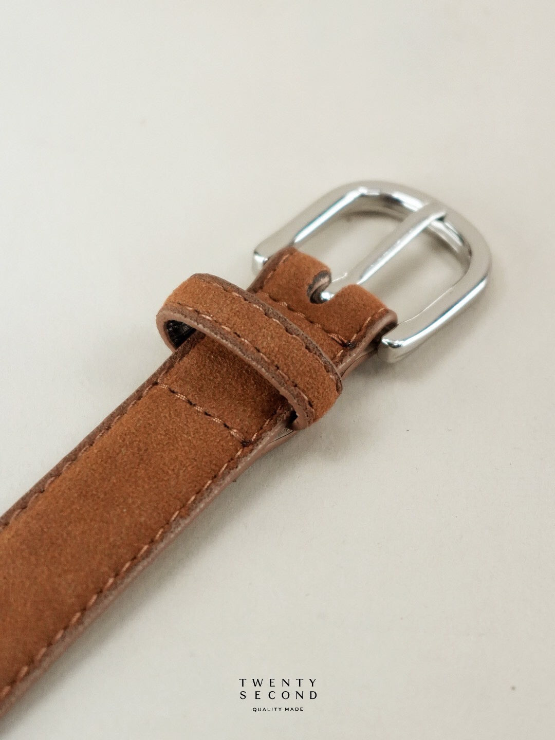 SLIM LEATHER BELT - SADDLE SUEDE