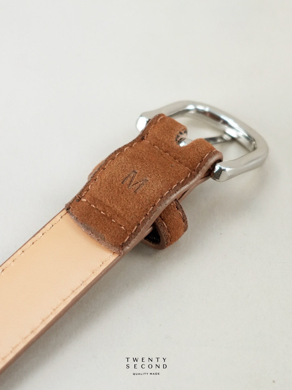 SLIM LEATHER BELT - SADDLE SUEDE