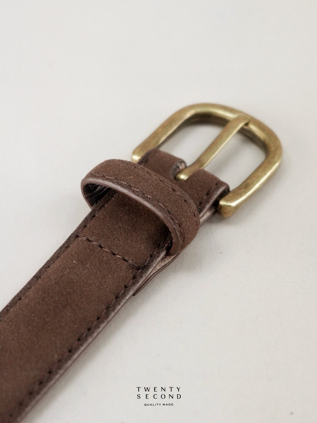 SLIM LEATHER BELT - MOCHA SUEDE