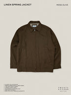 LINEN SPRING JACKET - MOSS BROWN