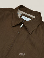 LINEN SPRING JACKET - MOSS BROWN
