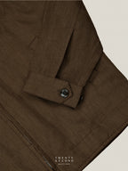 LINEN SPRING JACKET - MOSS BROWN