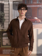 LINEN SPRING JACKET - MOSS BROWN