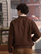 LINEN SPRING JACKET - MOSS BROWN