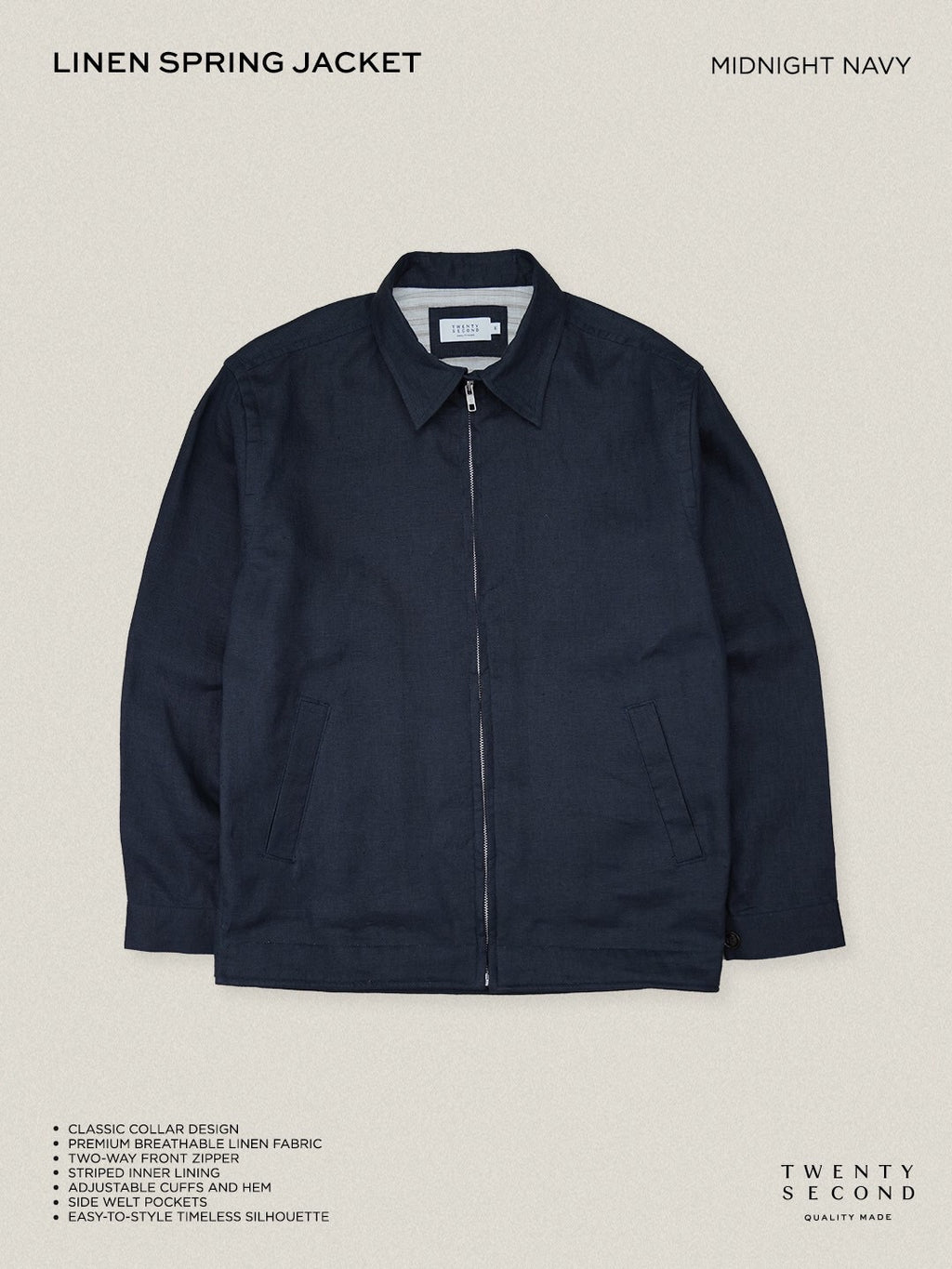 LINEN SPRING JACKET - MIDNIGH NAVY