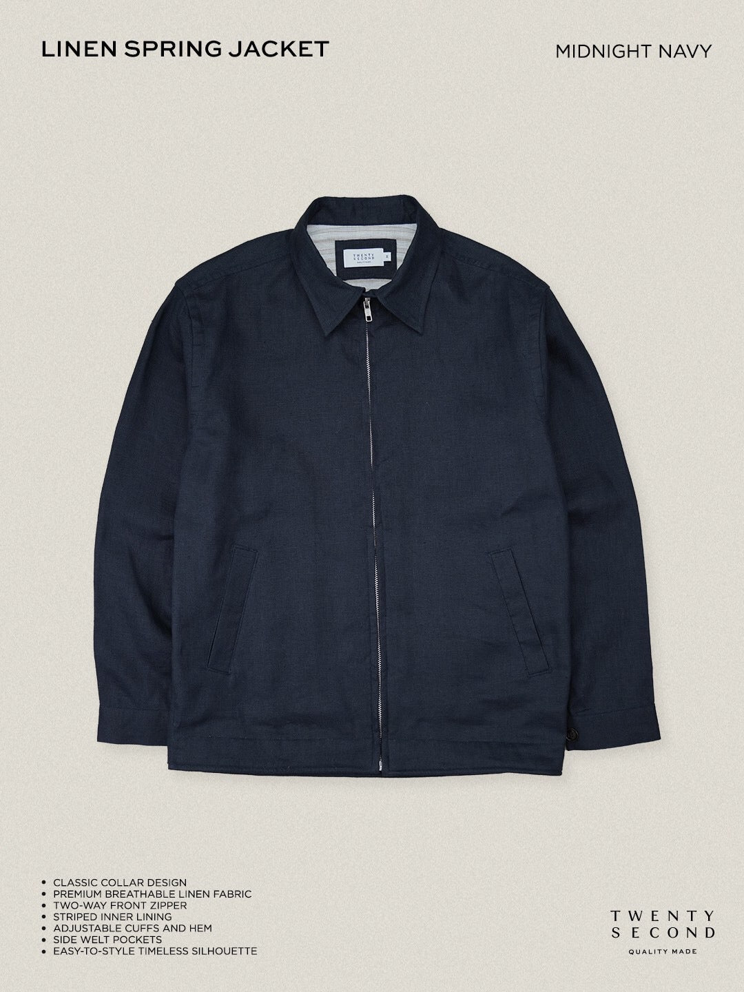 LINEN SPRING JACKET - MIDNIGH NAVY