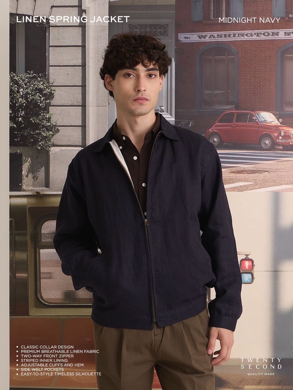 LINEN SPRING JACKET - MIDNIGH NAVY
