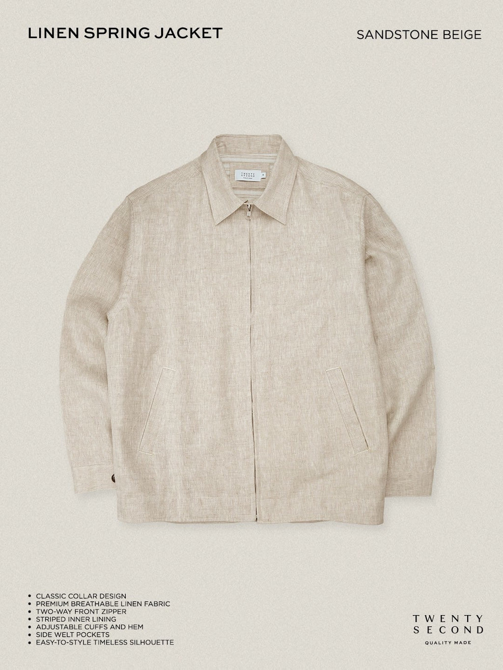 LINEN SPRING JACKET - SANDSTONE BEIGE
