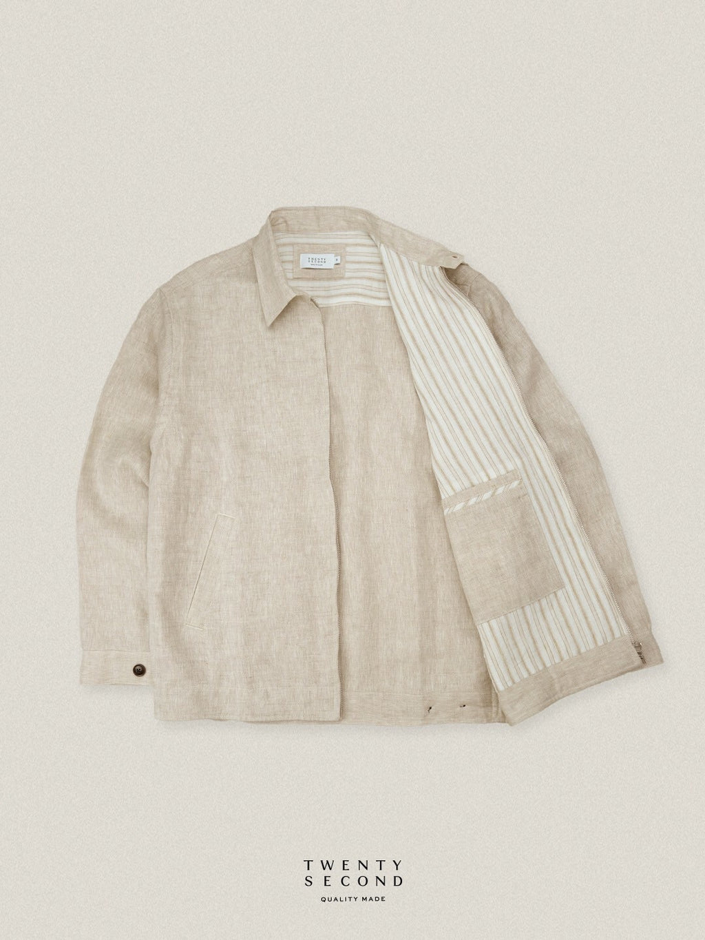 LINEN SPRING JACKET - SANDSTONE BEIGE