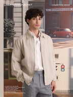 LINEN SPRING JACKET - SANDSTONE BEIGE