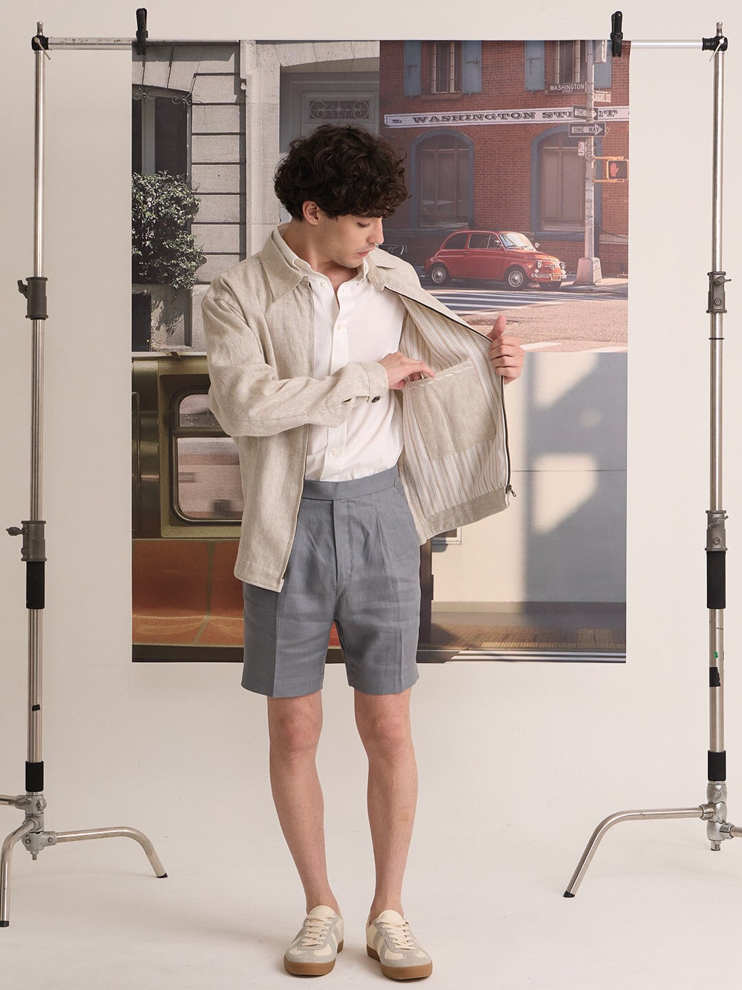 LINEN SPRING JACKET - SANDSTONE BEIGE