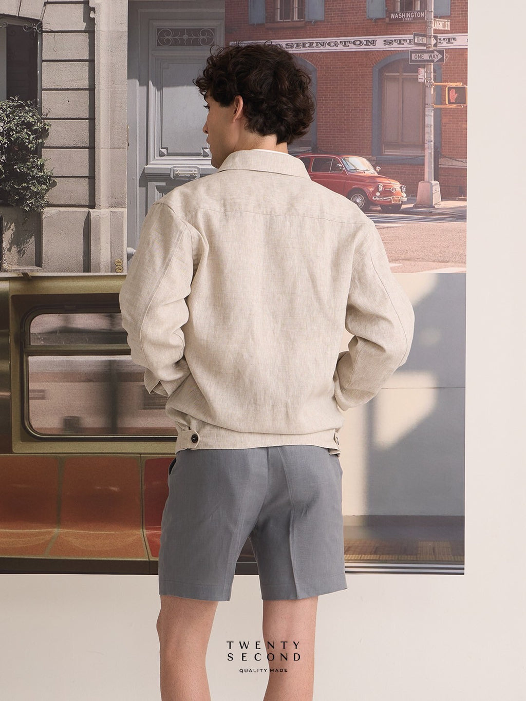 LINEN SPRING JACKET - SANDSTONE BEIGE