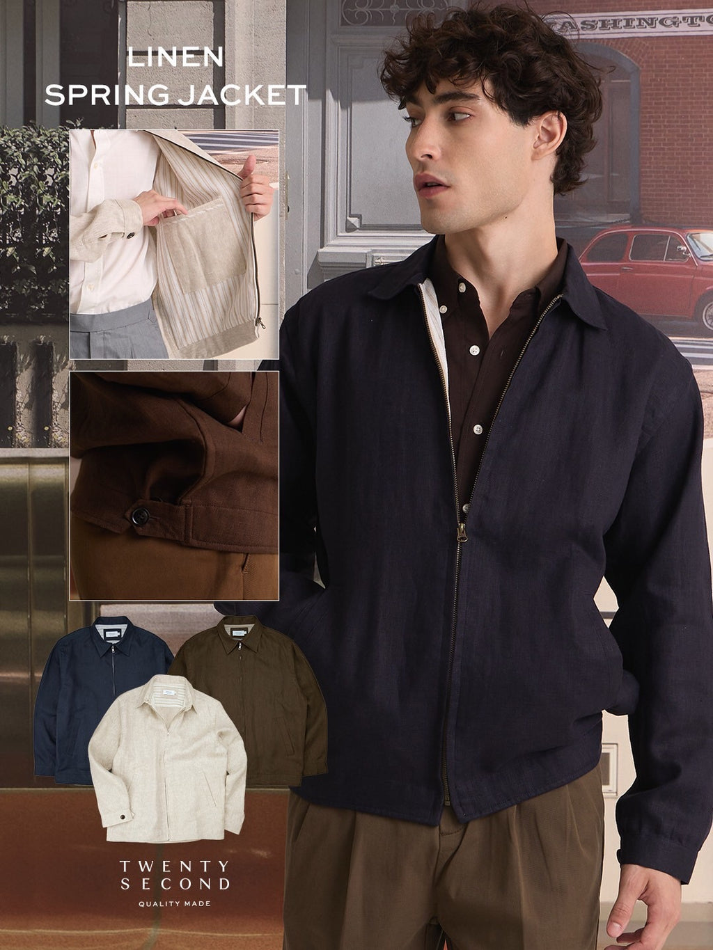 LINEN SPRING JACKET - MIDNIGH NAVY