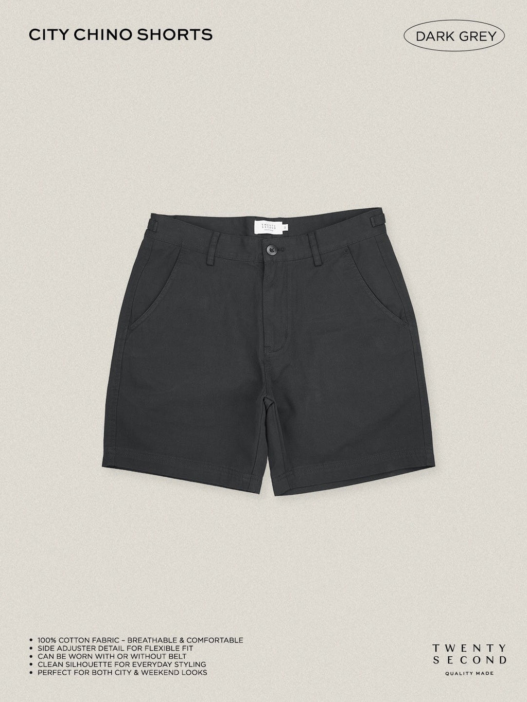 CITY CHINO SHORTS - DARK GREY