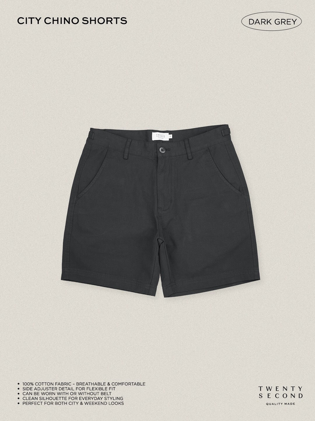CITY CHINO SHORTS - DARK GREY