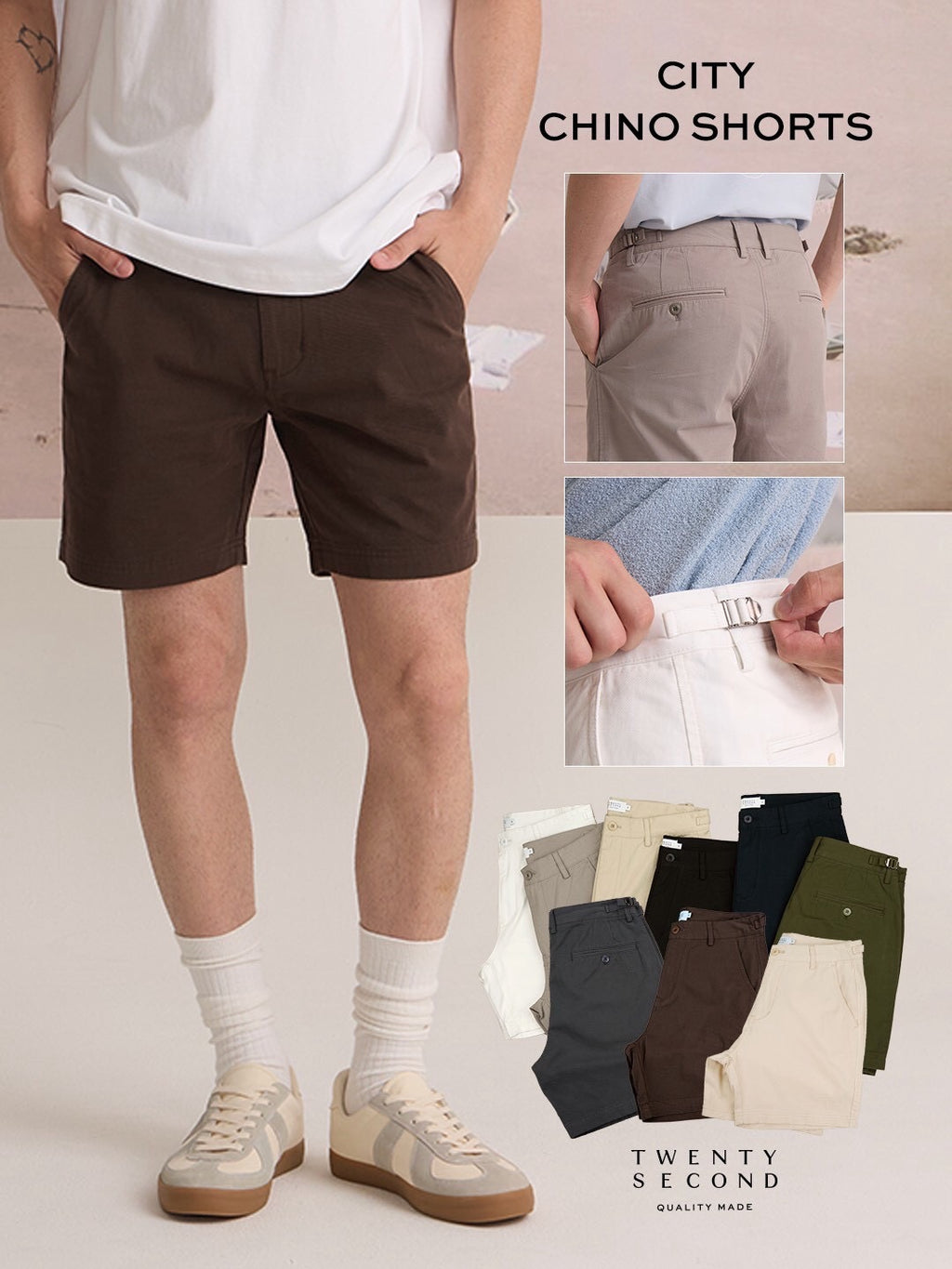 CITY CHINO SHORTS - GREY