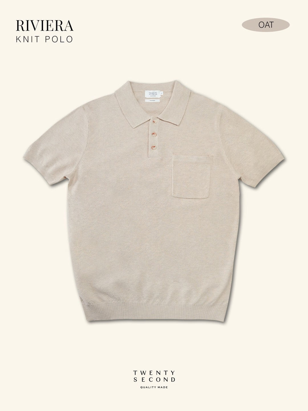 RIVIERA KNIT POLO - OATMEAL