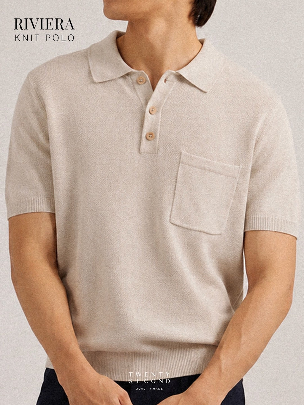 RIVIERA KNIT POLO - OATMEAL