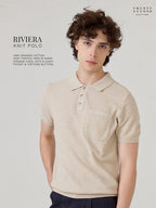 เสื้อโปโลถัก RIVIERA - สีโอ๊ตมีล