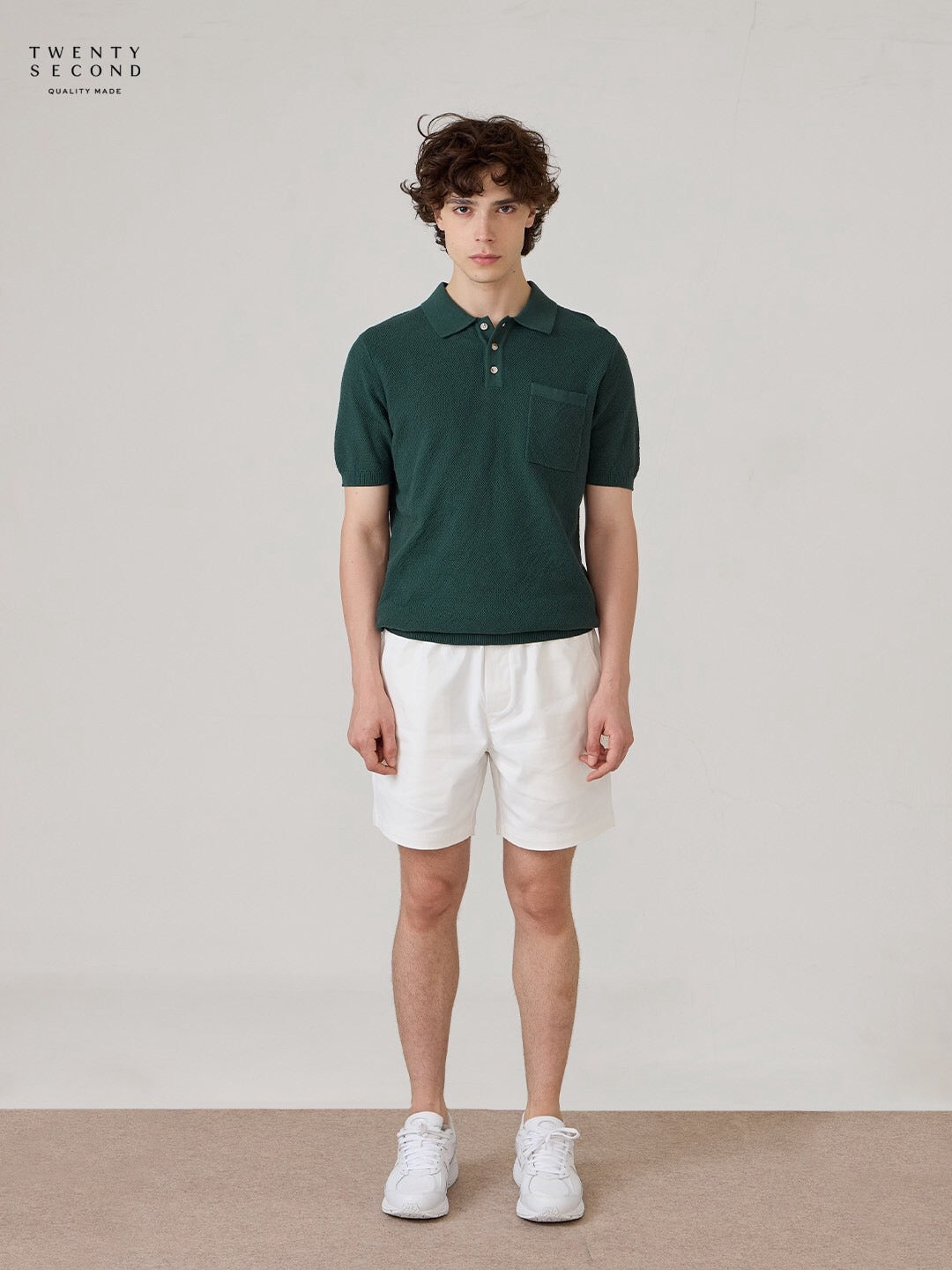 เสื้อโปโลถัก RIVIERA - สีเขียว