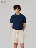 เสื้อโปโลถัก RIVIERA - สีกรมท่า