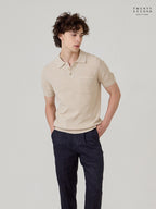 เสื้อโปโลถัก RIVIERA - สีโอ๊ตมีล